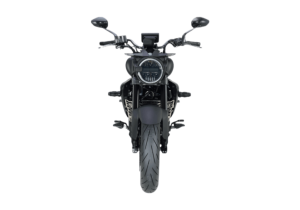 Moto ZT350-S a preto vista de frente.