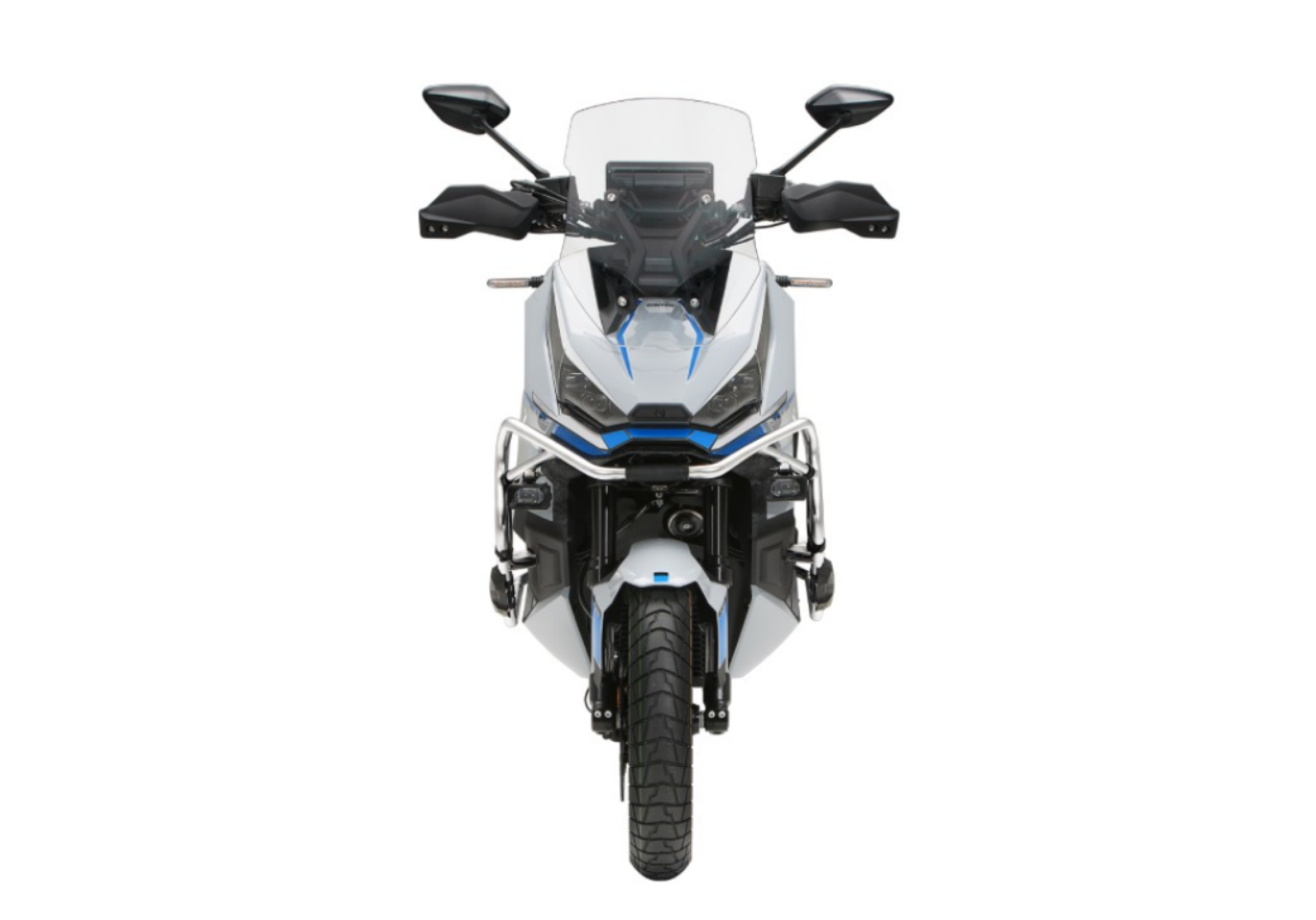 Moto ZT368-G a branco vista de frente