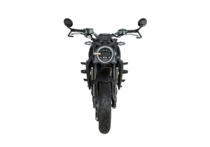 Moto ZT350-GK a preto vista de frente.