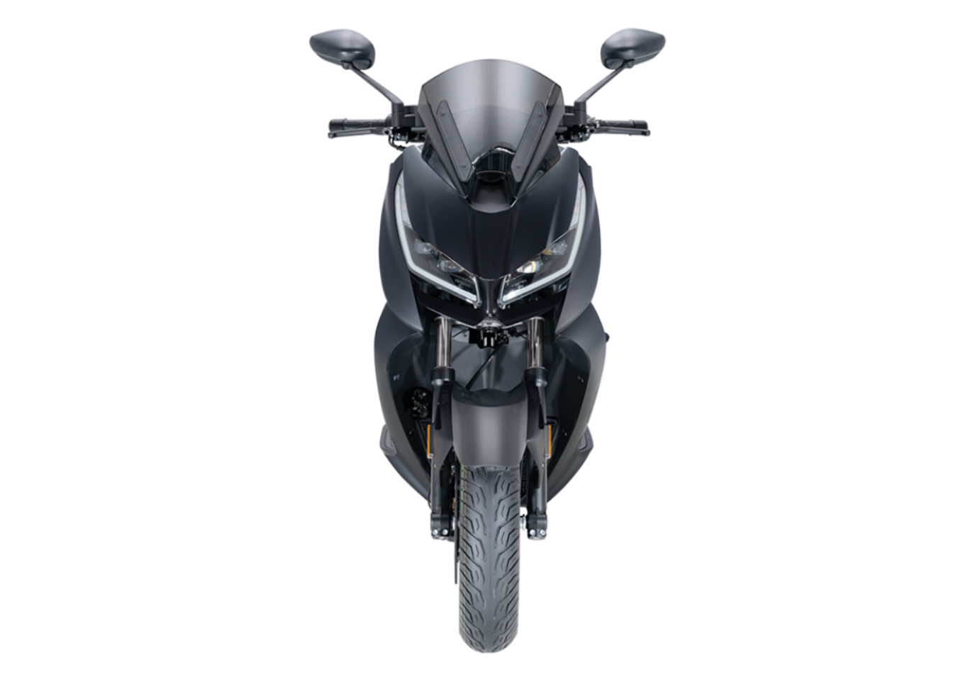 Moto ZT350-D a preto vista de frente.