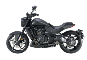 Moto ZT350-S a preto vista do lado esquerdo.