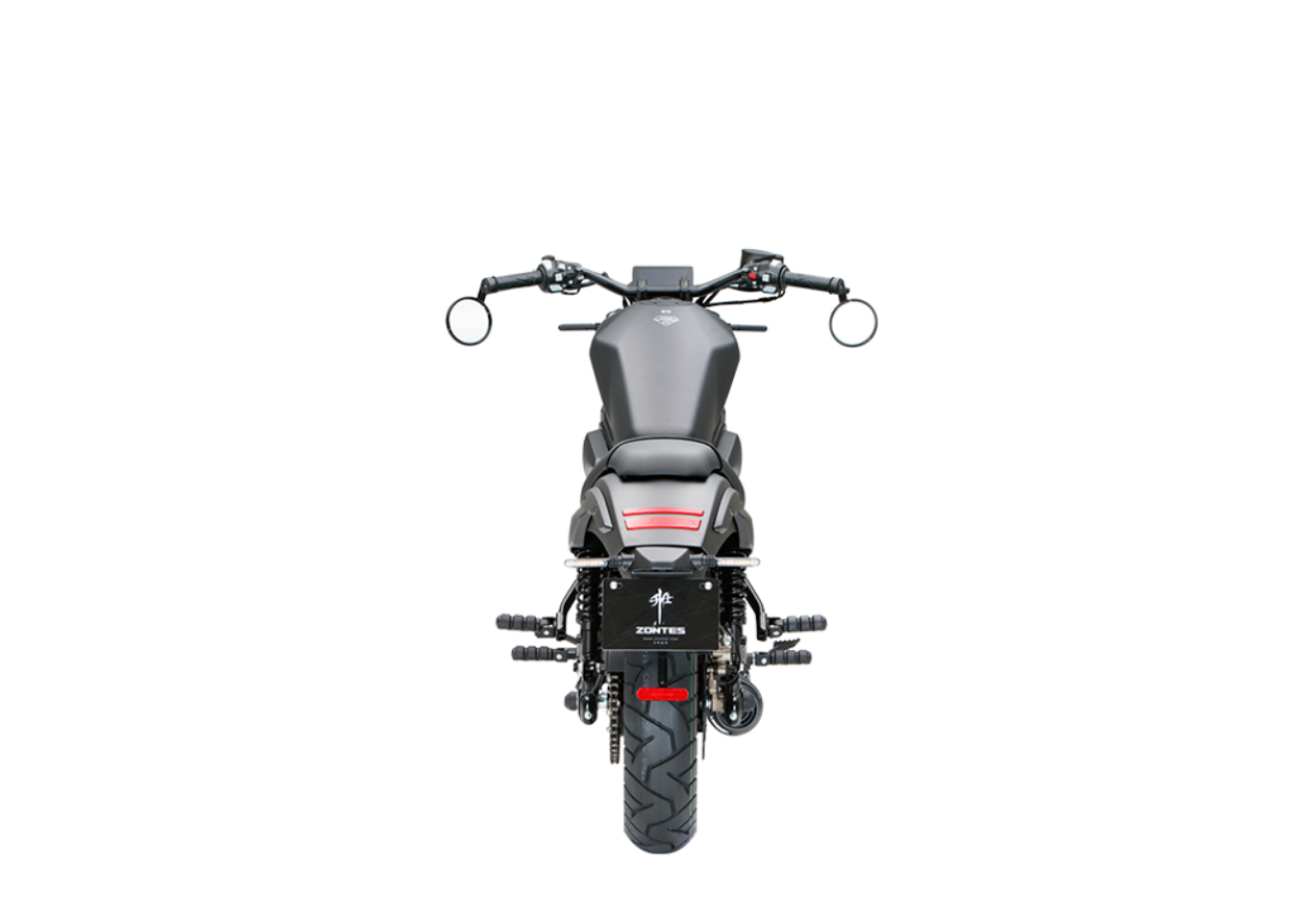 Moto ZT125-C2 a preto vista de frente.