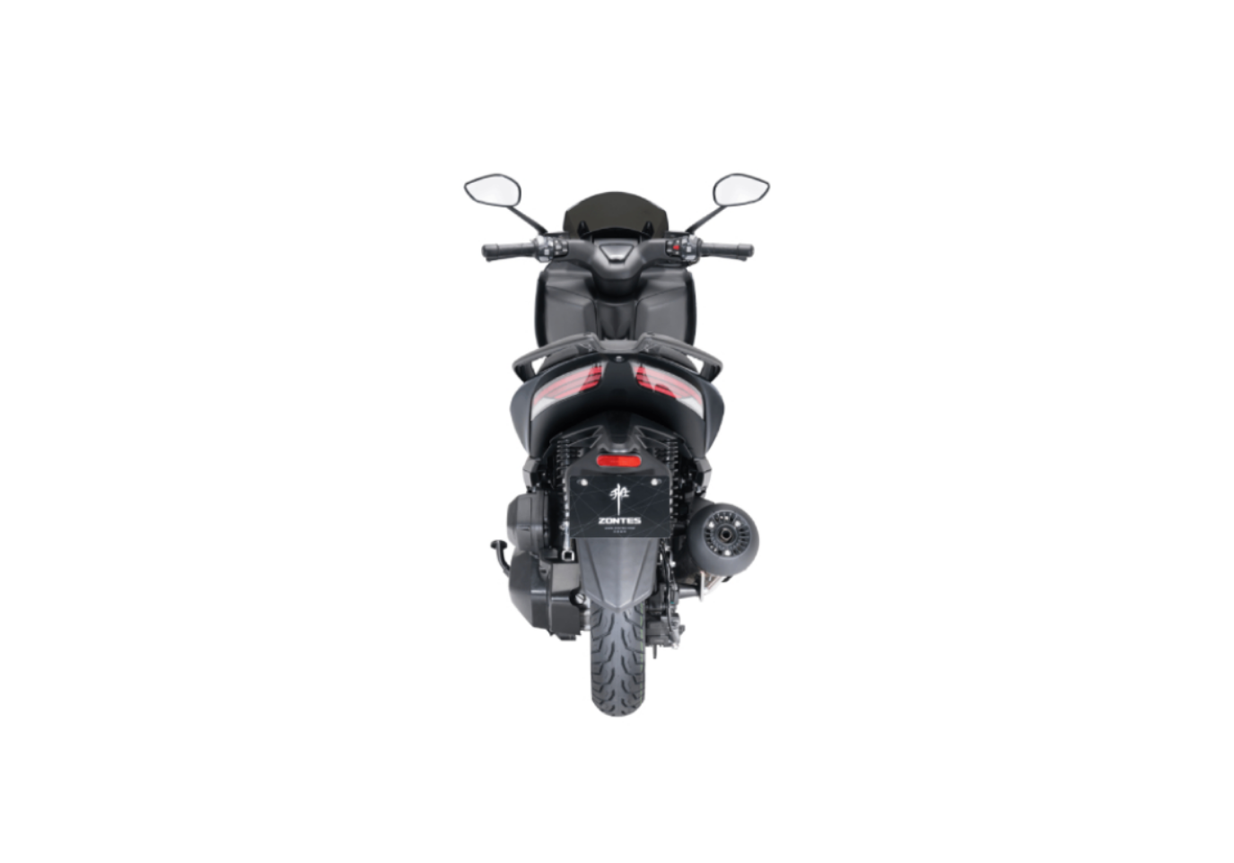 Moto ZT125-D a preto vista de frente.