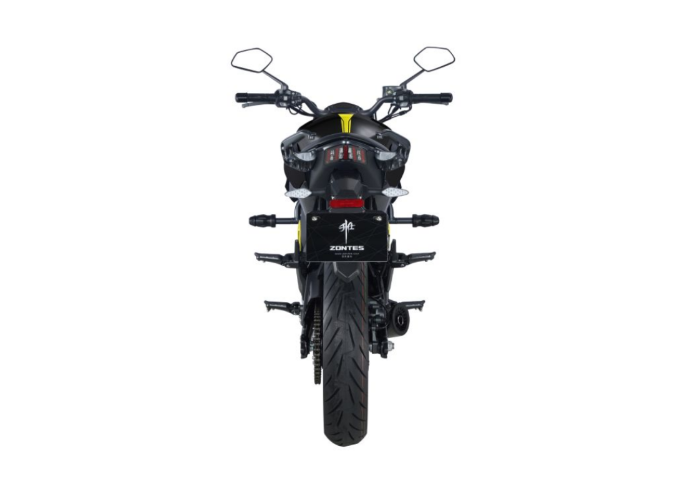 Moto ZT125-Z2-LCD a preto vista de trás.