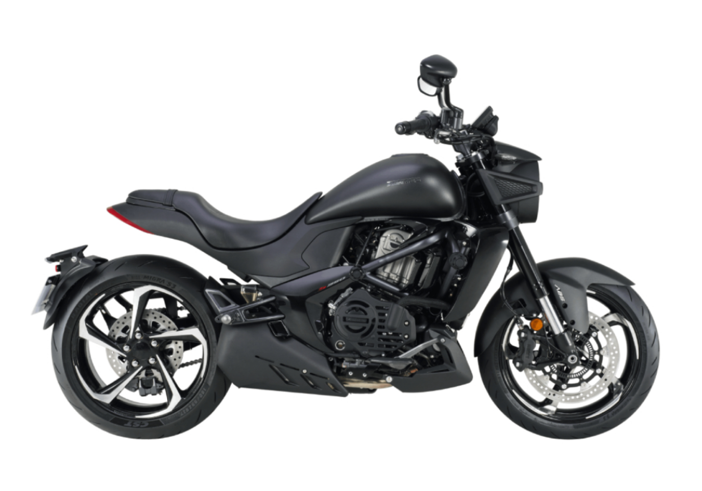 Moto ZT350-S a preto vista do lado direito.