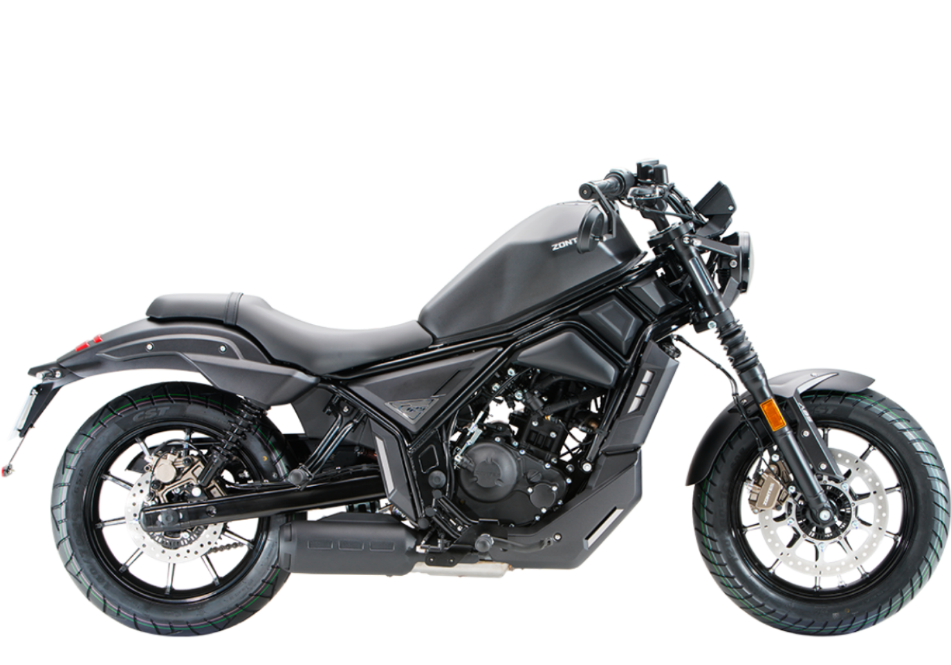 Moto ZT125-C2 a preto vista do lado direito.