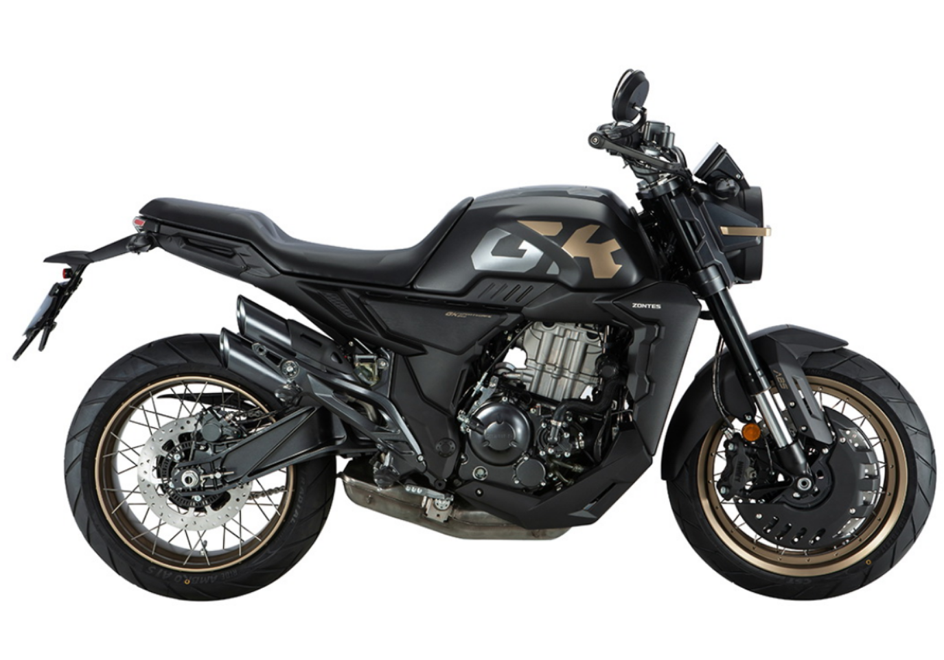 Moto ZT350-GK a preto vista do lado direito.