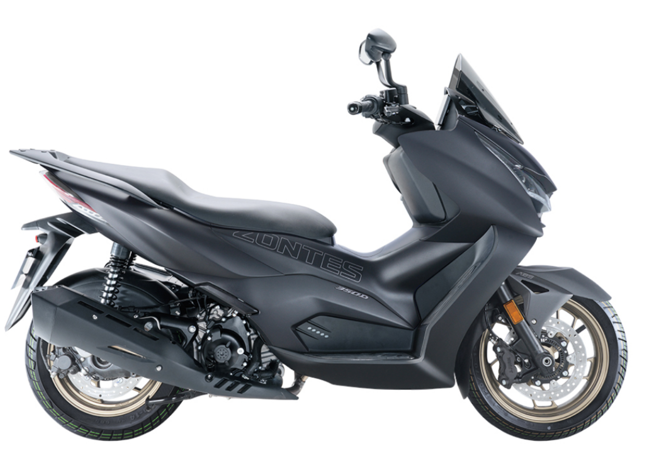 Moto ZT350-D a preto vista do lado direito.