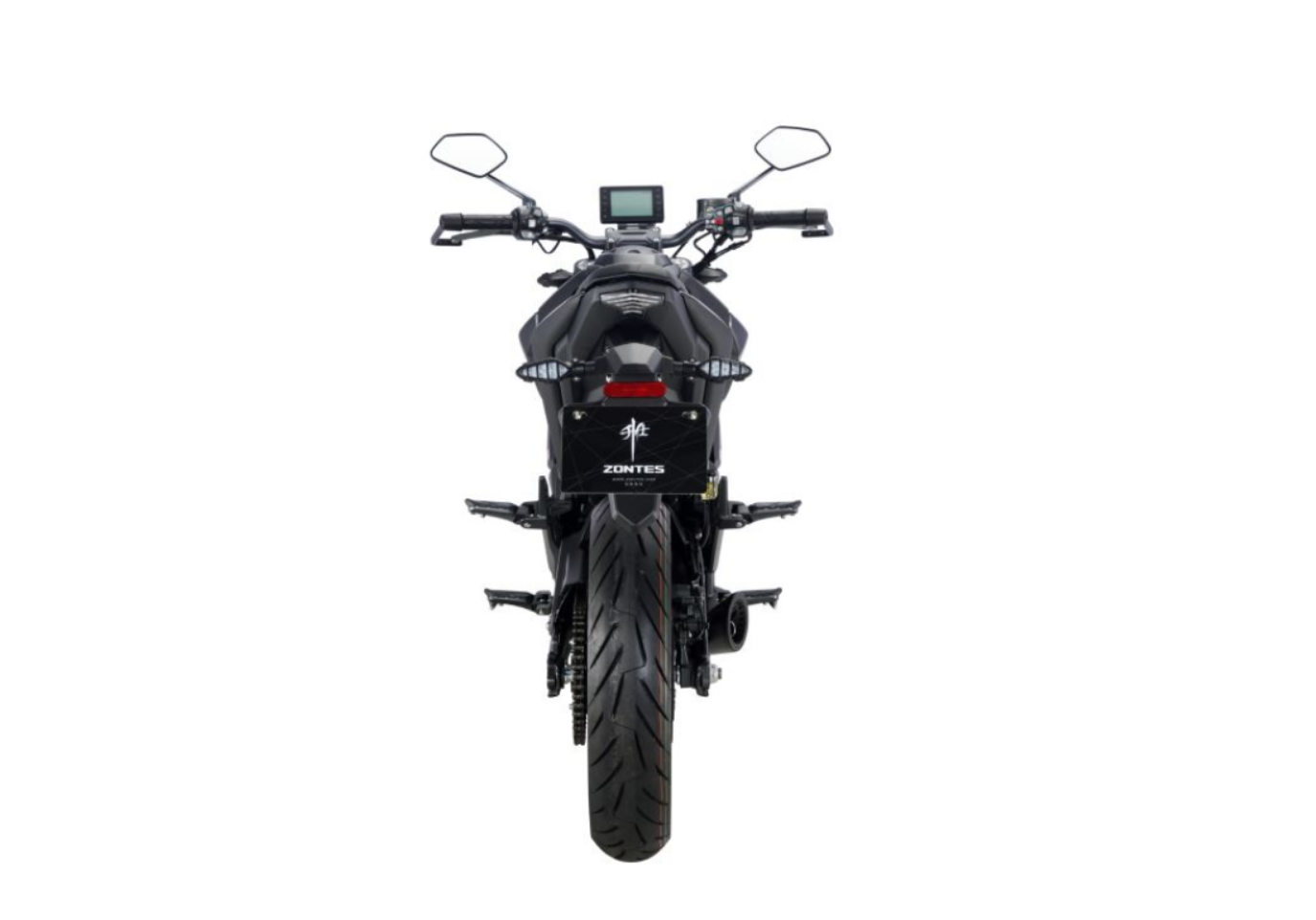 Moto ZT125-U-LCD a preto vista de trás