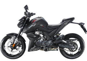 Moto ZT125-U-LCD a preto vista do lado esquerdo.