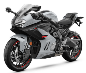 Moto 675SR-R em cinzento.