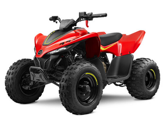 Moto CFORCE 110 em vermelho.