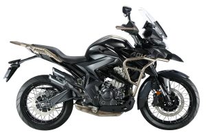 Moto ZT350-TX em preto e dourado.